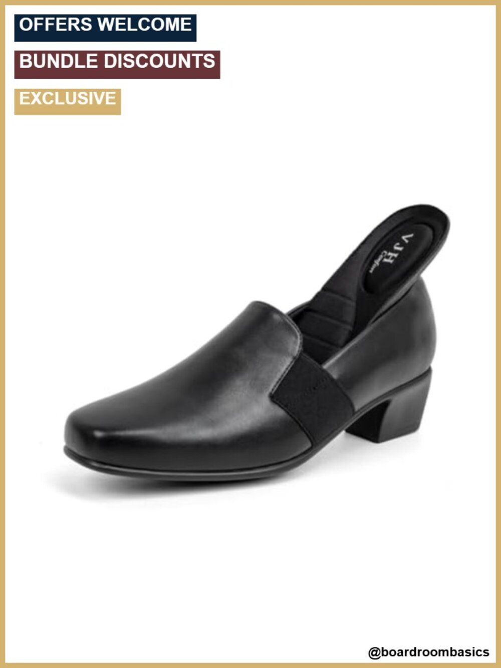 Women's Slip On Chunky Heel Loafers Square Toe Comfort Work Shoes Faux Leather